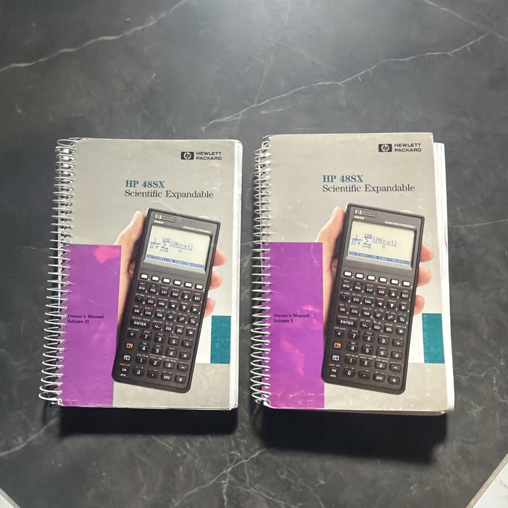 HP 48SX Calculator Scientific Expandable Operator's Manual vol 1 and 2 1990 Vtg